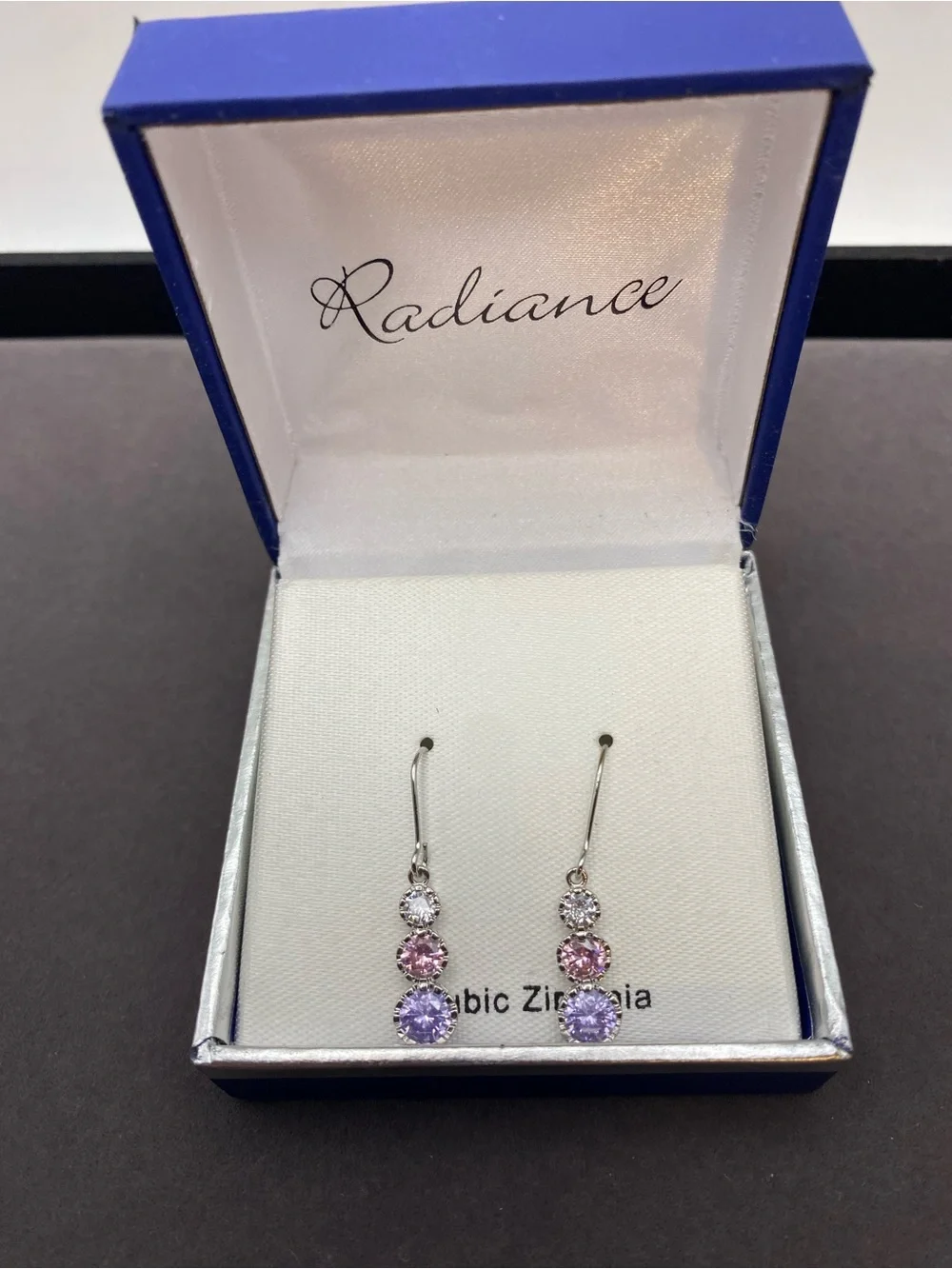 Pink & Lavender Cubic Zirconia Drop Earrings